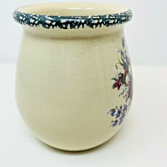 Cottagecore Casey Pottery Crock Floral Design Jar - Picture 2 of 6